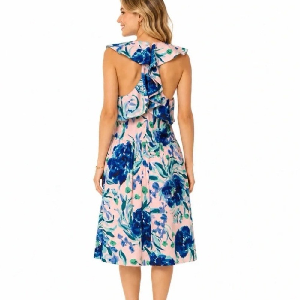 Lilly Pulitzer Rory Dress Racer Back Feminine Ruffle Floral Flowy (Size 4) - Picture 5 of 13